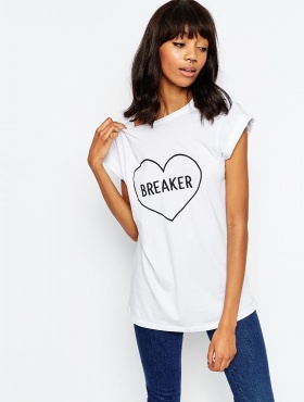 Белая футболка с надписью ASOS Heart Breaker - фото - 2